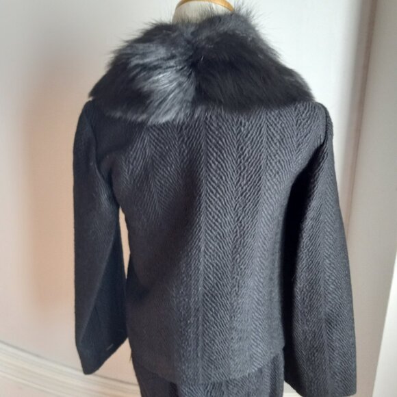 DOLCE & GABBANA BLACK WOOL FUR COLLAR SKIRT SUIT NWT IT 40 US 4 - Picture 12 of 16